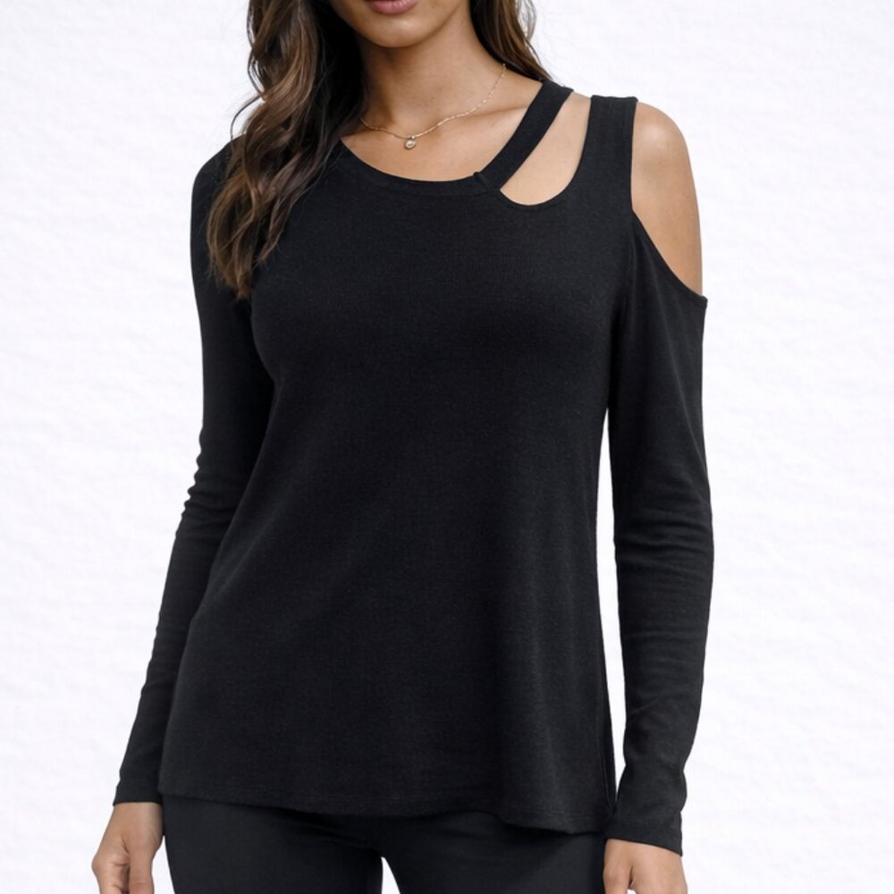 Love Scarlett Black Cold Shoulder Sweater Womens 2X Knit Trendy Fall Winter Chic